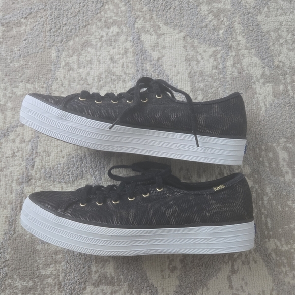 Keds Triple Kick Leopard Print Canvas Sneaker Shoes Women's 9.5 Black/gold - Picture 8 of 10